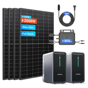 Marstek 2×B2500 Balkonkraftwerk mit 2240Wh Speicher, 4×500W Solarmodule und 800W Mikrowechselrichter